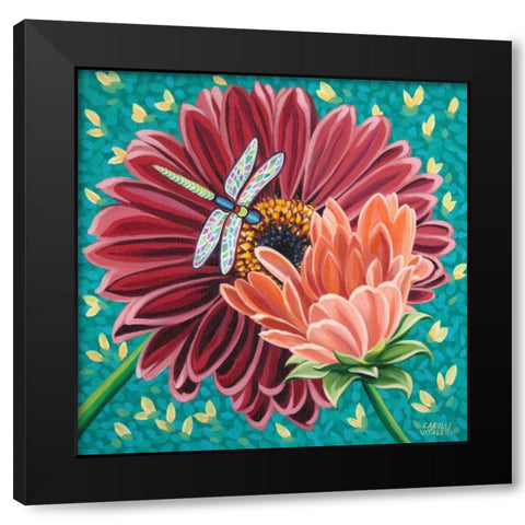 Dragonfly on Blooms II Black Modern Wood Framed Art Print by Vitaletti, Carolee