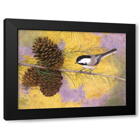 Chickadee in the Pines II Black Modern Wood Framed Art Print by Matcham, Marcia