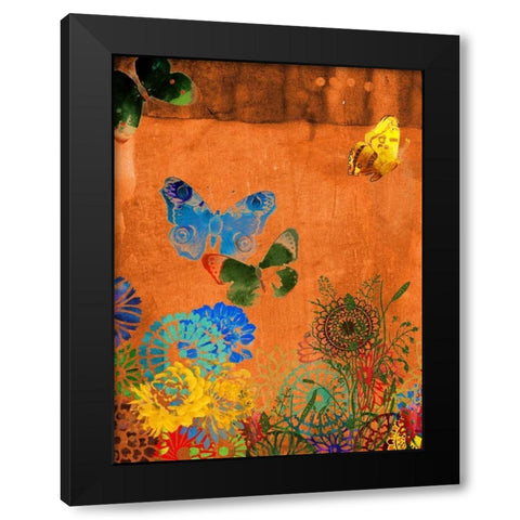 Butterfly Panorama Triptych I Black Modern Wood Framed Art Print with Double Matting by Jasper, Sisa