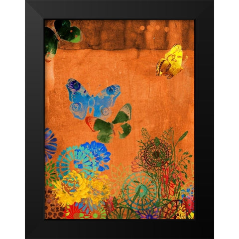 Butterfly Panorama Triptych I Black Modern Wood Framed Art Print by Jasper, Sisa