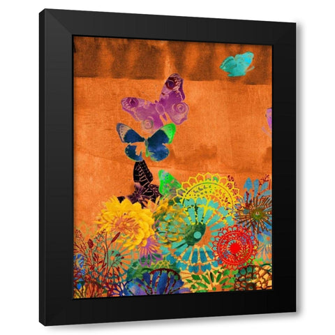 Butterfly Panorama Triptych II Black Modern Wood Framed Art Print by Jasper, Sisa