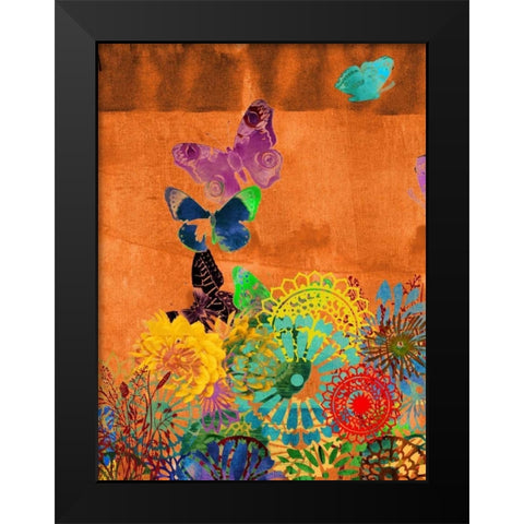 Butterfly Panorama Triptych II Black Modern Wood Framed Art Print by Jasper, Sisa