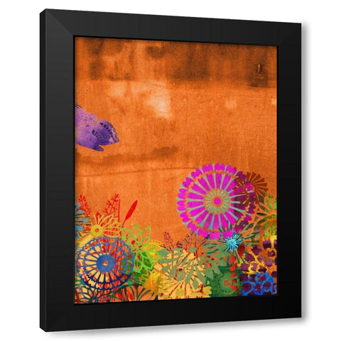 Butterfly Panorama Triptych III Black Modern Wood Framed Art Print with Double Matting by Jasper, Sisa