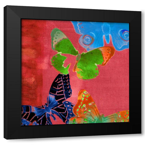 Saturated Butterflies I Black Modern Wood Framed Art Print by Jasper, Sisa