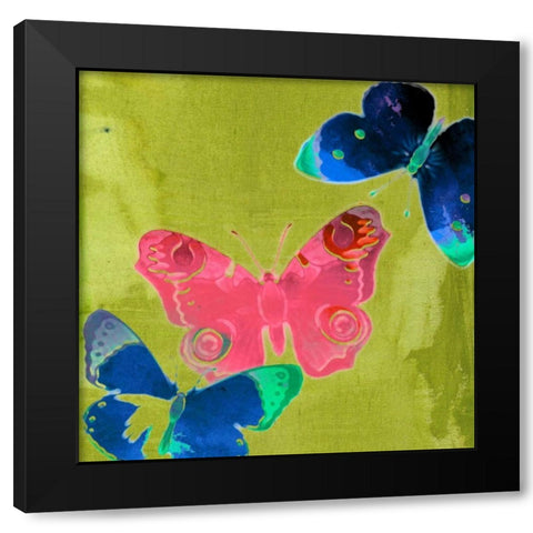Saturated Butterflies II Black Modern Wood Framed Art Print by Jasper, Sisa