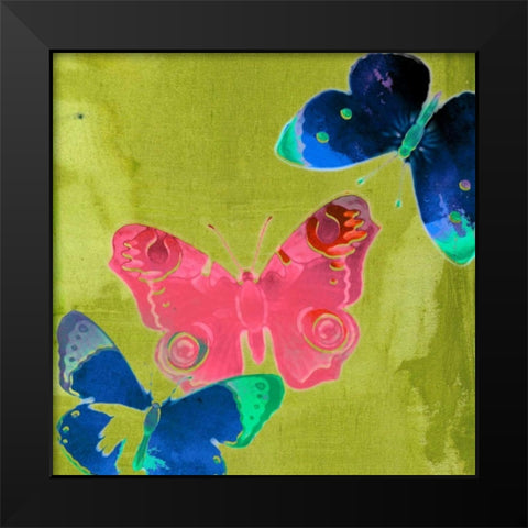 Saturated Butterflies II Black Modern Wood Framed Art Print by Jasper, Sisa
