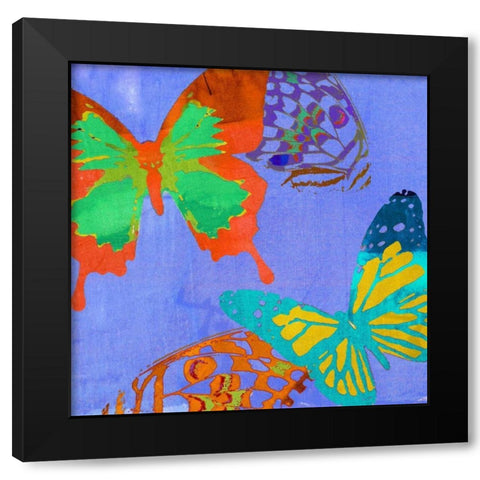Saturated Butterflies IV Black Modern Wood Framed Art Print by Jasper, Sisa