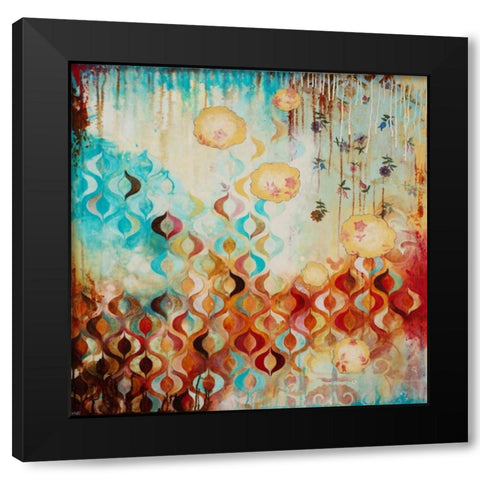 Ditsy Black Modern Wood Framed Art Print with Double Matting by Robinson, Heather
