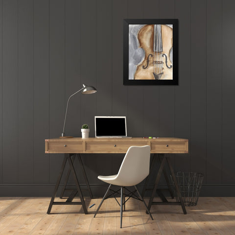 Watercolor Instrument Study IV Black Modern Wood Framed Art Print by Harper, Ethan