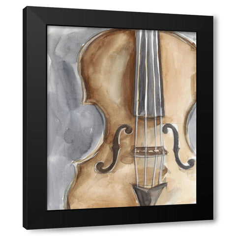 Watercolor Instrument Study IV Black Modern Wood Framed Art Print by Harper, Ethan