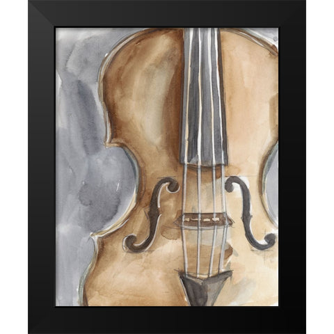 Watercolor Instrument Study IV Black Modern Wood Framed Art Print by Harper, Ethan
