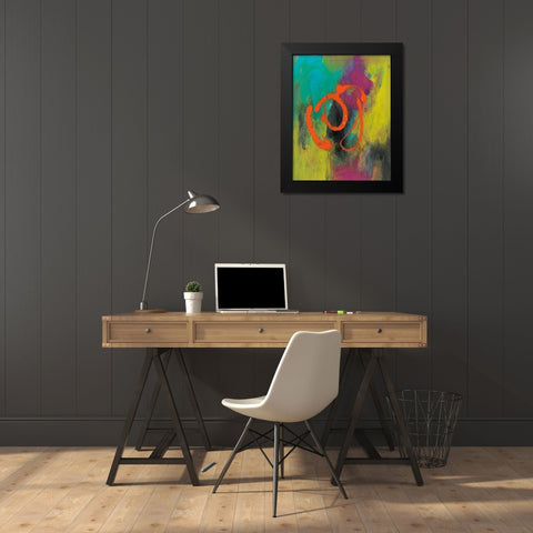 Orange Graffiti I Black Modern Wood Framed Art Print by Combs, Joyce