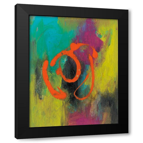 Orange Graffiti I Black Modern Wood Framed Art Print by Combs, Joyce