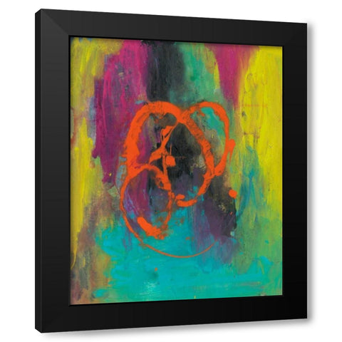 Orange Graffiti II Black Modern Wood Framed Art Print with Double Matting by Combs, Joyce