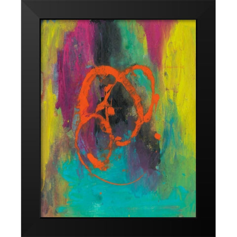 Orange Graffiti II Black Modern Wood Framed Art Print by Combs, Joyce