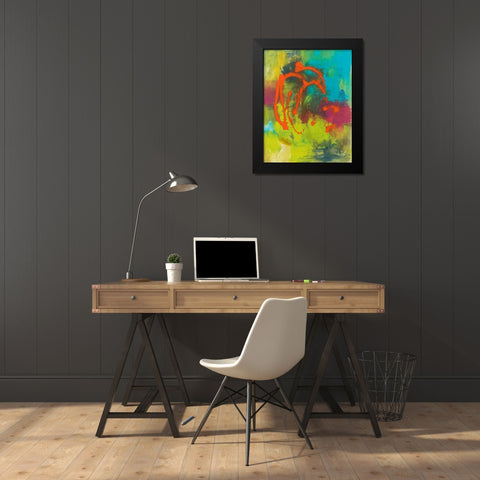 Orange Graffiti III Black Modern Wood Framed Art Print by Combs, Joyce