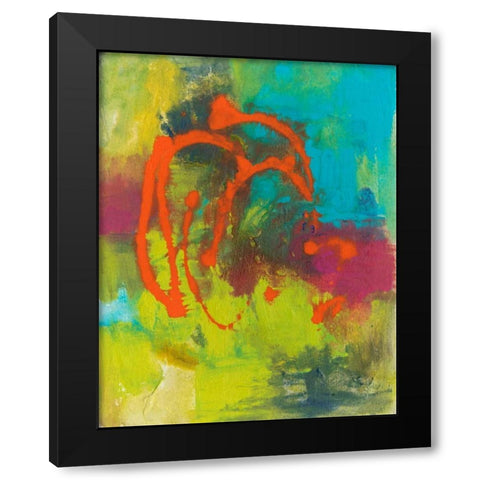 Orange Graffiti III Black Modern Wood Framed Art Print by Combs, Joyce