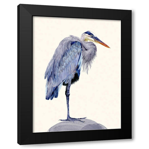 Heron Study II Black Modern Wood Framed Art Print with Double Matting by Wang, Melissa