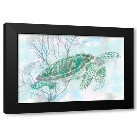 Watercolor Sea Turtle I Black Modern Wood Framed Art Print by Studio W