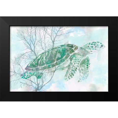 Watercolor Sea Turtle I Black Modern Wood Framed Art Print by Studio W