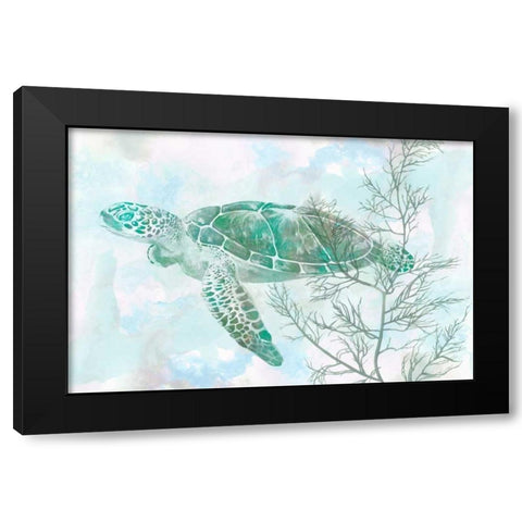Watercolor Sea Turtle II Black Modern Wood Framed Art Print with Double Matting by Studio W
