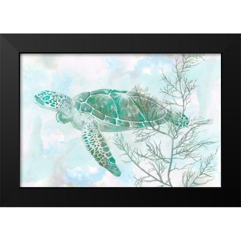 Watercolor Sea Turtle II Black Modern Wood Framed Art Print by Studio W
