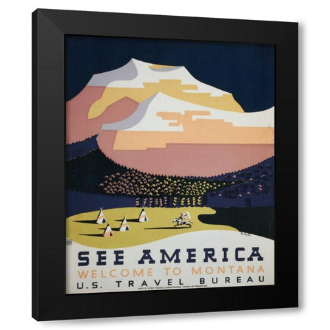 See America IV Black Modern Wood Framed Art Print with Double Matting by Studio W