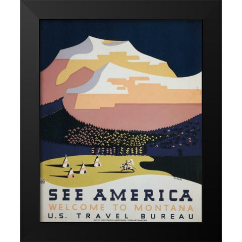 See America IV Black Modern Wood Framed Art Print by Studio W