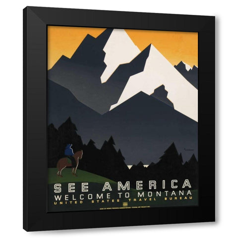 See America VI Black Modern Wood Framed Art Print by Studio W