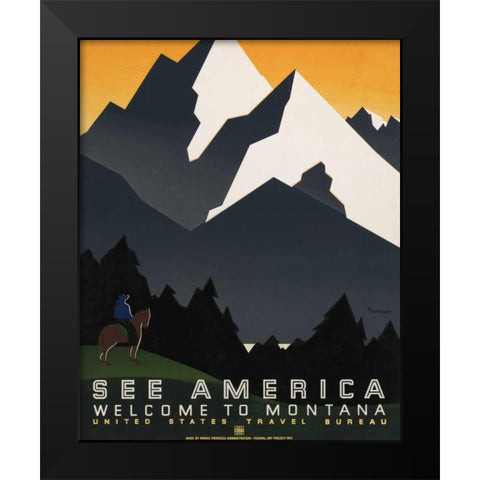 See America VI Black Modern Wood Framed Art Print by Studio W