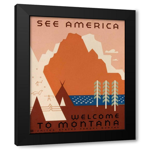 See America IX Black Modern Wood Framed Art Print with Double Matting by Studio W