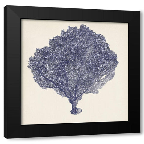 Indigo Seafan II A. Black Modern Wood Framed Art Print by Vision Studio