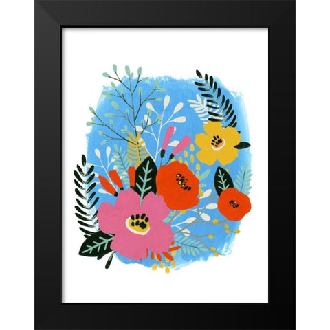 Bouquet Brights II Black Modern Wood Framed Art Print by Vess, June Erica