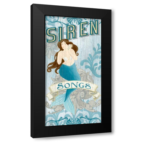 Mermaid II Black Modern Wood Framed Art Print by Vess, June Erica