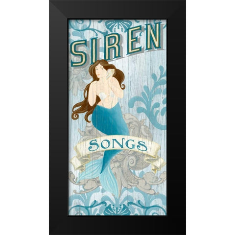 Mermaid II Black Modern Wood Framed Art Print by Vess, June Erica
