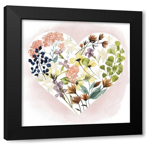 Love Floral I Black Modern Wood Framed Art Print with Double Matting by Popp, Grace