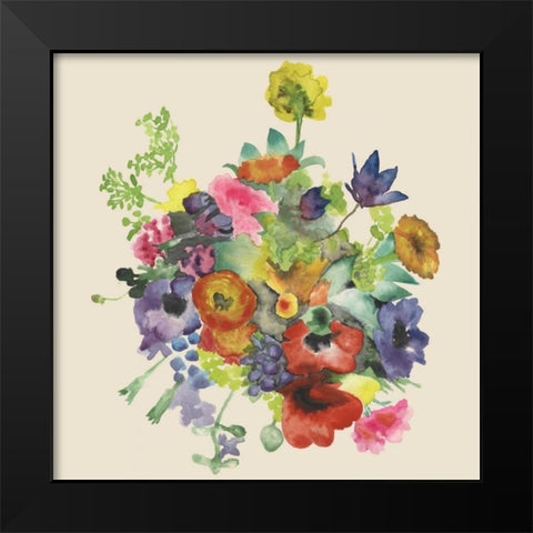 Watercolor Floral Spray I Black Modern Wood Framed Art Print by McCavitt, Naomi