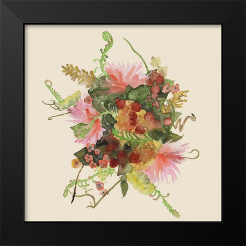 Watercolor Floral Spray II Black Modern Wood Framed Art Print by McCavitt, Naomi