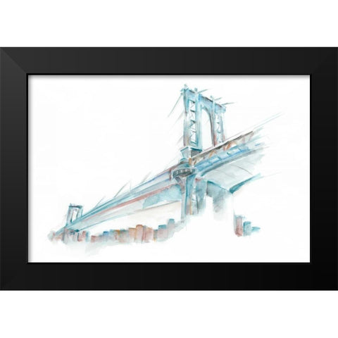 Watercolor Bridge Sketch I Black Modern Wood Framed Art Print by Harper, Ethan