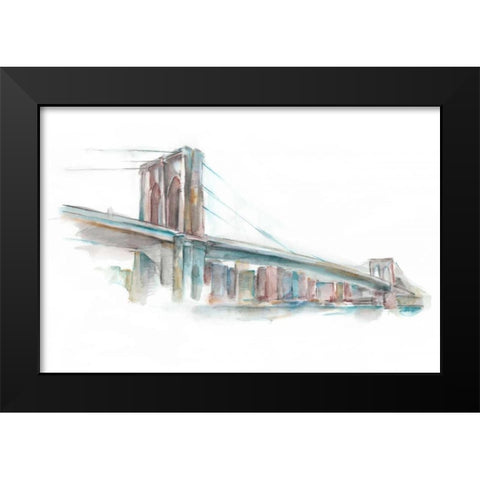 Watercolor Bridge Sketch II Black Modern Wood Framed Art Print by Harper, Ethan