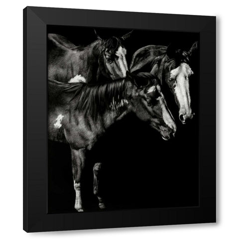Scratchboard Blaze Buddies Black Modern Wood Framed Art Print by Chapman, Julie T.