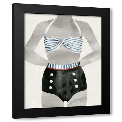 Vintage Bathing Suit I Black Modern Wood Framed Art Print with Double Matting by Popp, Grace