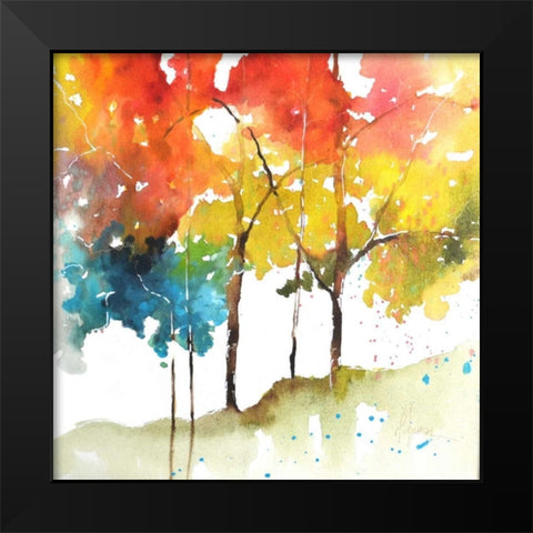 Rainbow Trees II Black Modern Wood Framed Art Print by Herrera, Leticia