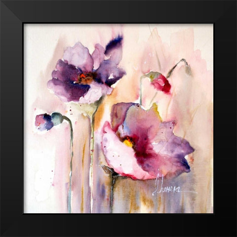 Plum Poppies I Black Modern Wood Framed Art Print by Herrera, Leticia