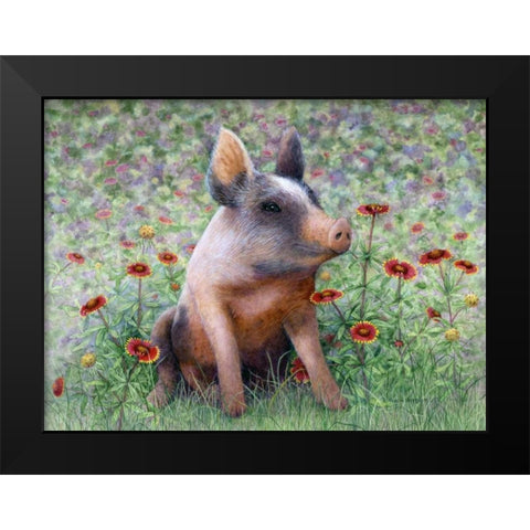 Flower Girl Black Modern Wood Framed Art Print by Matcham, Marcia