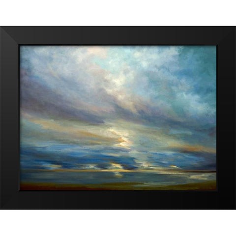 Clouds on the Bay I Black Modern Wood Framed Art Print by Finch, Sheila