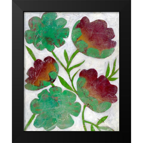 Verdigris Blooms I Black Modern Wood Framed Art Print by Zarris, Chariklia