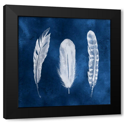Cyanotype Feathers I Black Modern Wood Framed Art Print with Double Matting by Popp, Grace