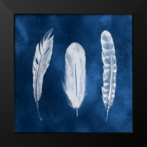 Cyanotype Feathers I Black Modern Wood Framed Art Print by Popp, Grace
