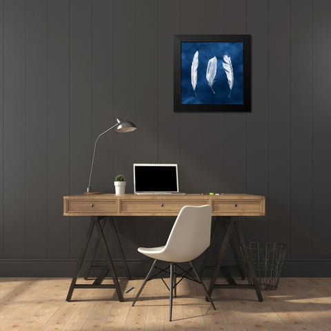 Cyanotype Feathers II Black Modern Wood Framed Art Print by Popp, Grace